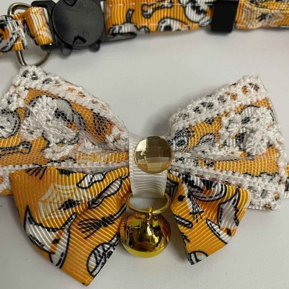 Kitty collar and skirt cat clothes Halloween theme orange lace ruffle